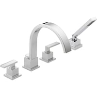 Garniture de baignoire romaine Delta T4753 avec douchette, chrome Front_Angled_Right