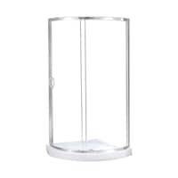 OVE Decors Breeze Round Curved Shower Kit with Clear Glass Sliding Door Panels and Base, Chrome, 35x35-in Front_Flat