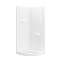 OVE Decors Breeze Round Corner Frosted Shower Kit with Glass Door Panel and Base, Chrome, 33x33-in Front_Elevated