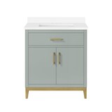 OVE Decors Kansas Single Door Single Sink Ceramic Top Bathroom Vanity with Drawer Organizer, White Oak, 18-in Front_Elevated
