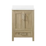 OVE Decors Kansas Double Door Single Sink Stone Top Bathroom Vanity with Drawer and Cabinet Organizer, White Oak, 24-in Front_Elevated