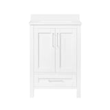 OVE Decors Kansas Double Door Single Sink Stone Top Bathroom Vanity with Drawer and Cabinet Organizer, Pure White, 24-in Front_Elevated
