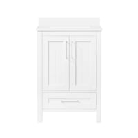 OVE Decors Kansas Double Door Single Sink Stone Top Bathroom Vanity with Drawer and Cabinet Organizer, Pure White, 24-in Front_Elevated