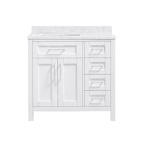 OVE Decors Tahoe Double Door Single Sink Marble Top Bathroom Vanity with 4 Drawers, Pure White, 36-in Front_Elevated