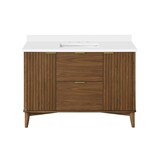 OVE Decors Gabi Double Door Single Sink Ceramic Top Bathroom Vanity with 2 Drawers and Organizers, Warm Walnut, 48-in Front_Elevated
