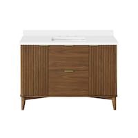 OVE Decors Gabi Double Door Single Sink Ceramic Top Bathroom Vanity with 2 Drawers and Organizers, Warm Walnut, 48-in Front_Elevated