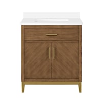 OVE Decors Diya Double Door Single Sink Stone Top Bathroom Vanity with Tilt-Down Drawer Organizer, Macchiato, 30-in Front_Elevated