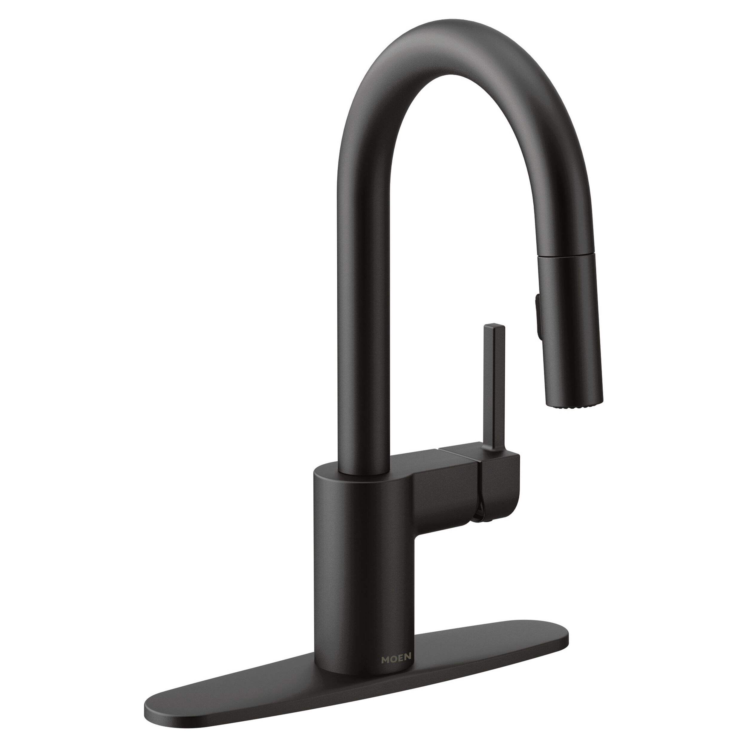 Moen® Align Single Handle High Arc Pull Down Sprayer Kitchen Faucet with Reflex & Power Clean, Matte Black Front_Angled_Right