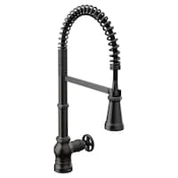 Moen® Paterson Single Handle Pre-Rinse Spring Pull Down Kitchen Faucet with Power Boost, Matte Black Front_Angled_Right