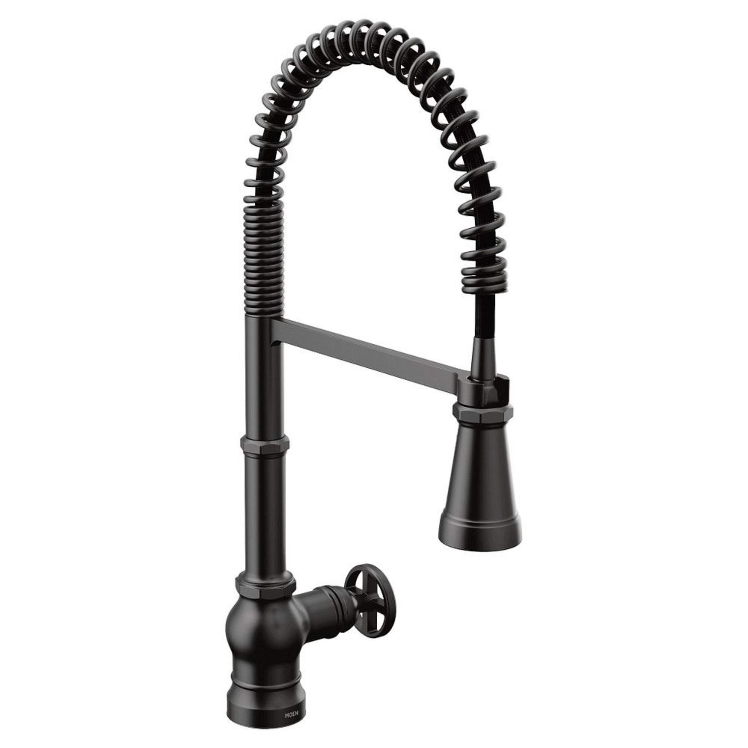 Moen® Paterson Single Handle Pre-Rinse Spring Pull Down Kitchen Faucet with Power Boost, Matte Black Front_Angled_Right