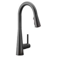 Moen® Sleek Single Handle High Arc Pull Down Sprayer Kitchen Faucet with Power Boost, Matte Black Front_Angled_Right