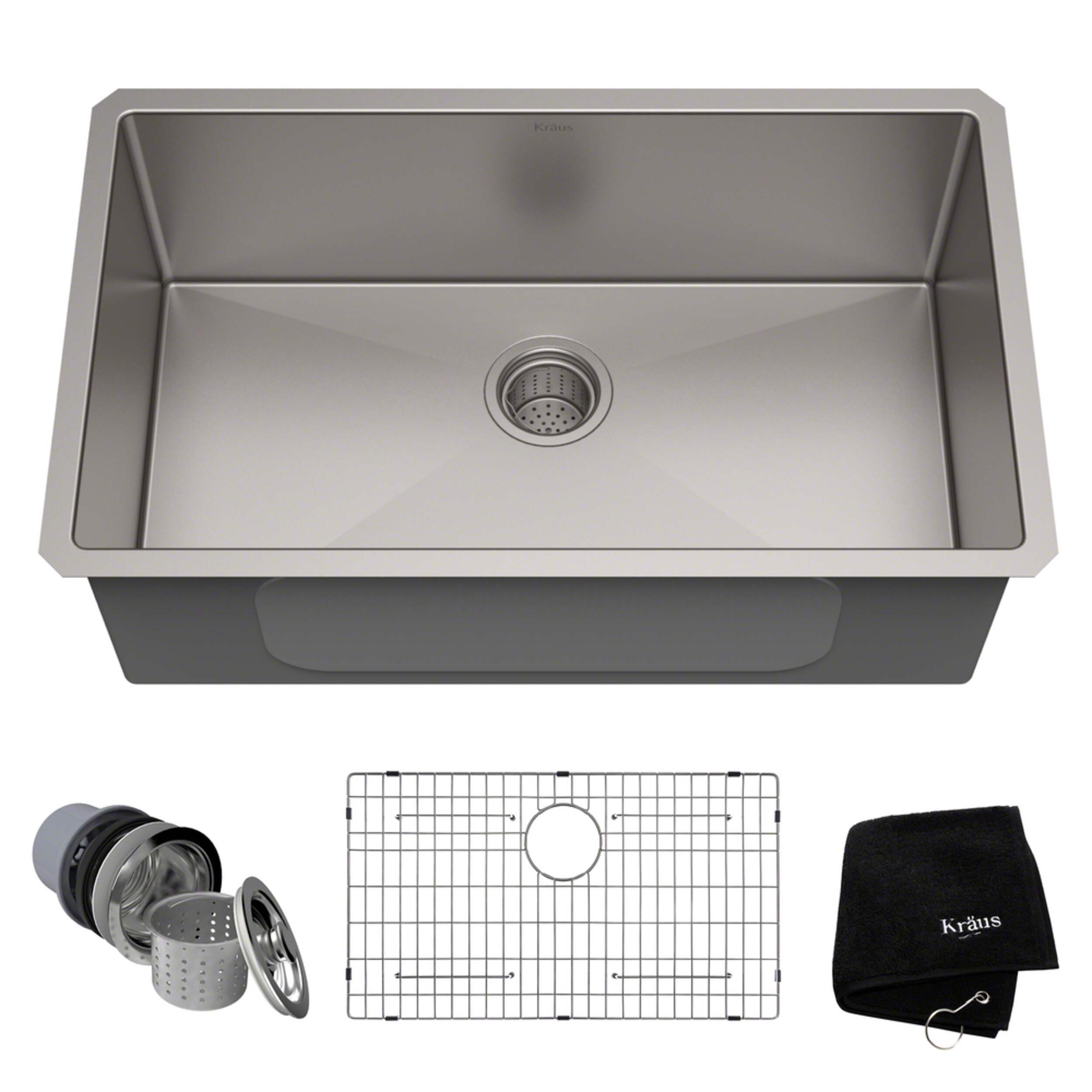 Évier de cuisine simple sous comptoir Kraus Standard PRO, 30 x 18 x 10 po, acier inoxydable Composite_or_Mixed