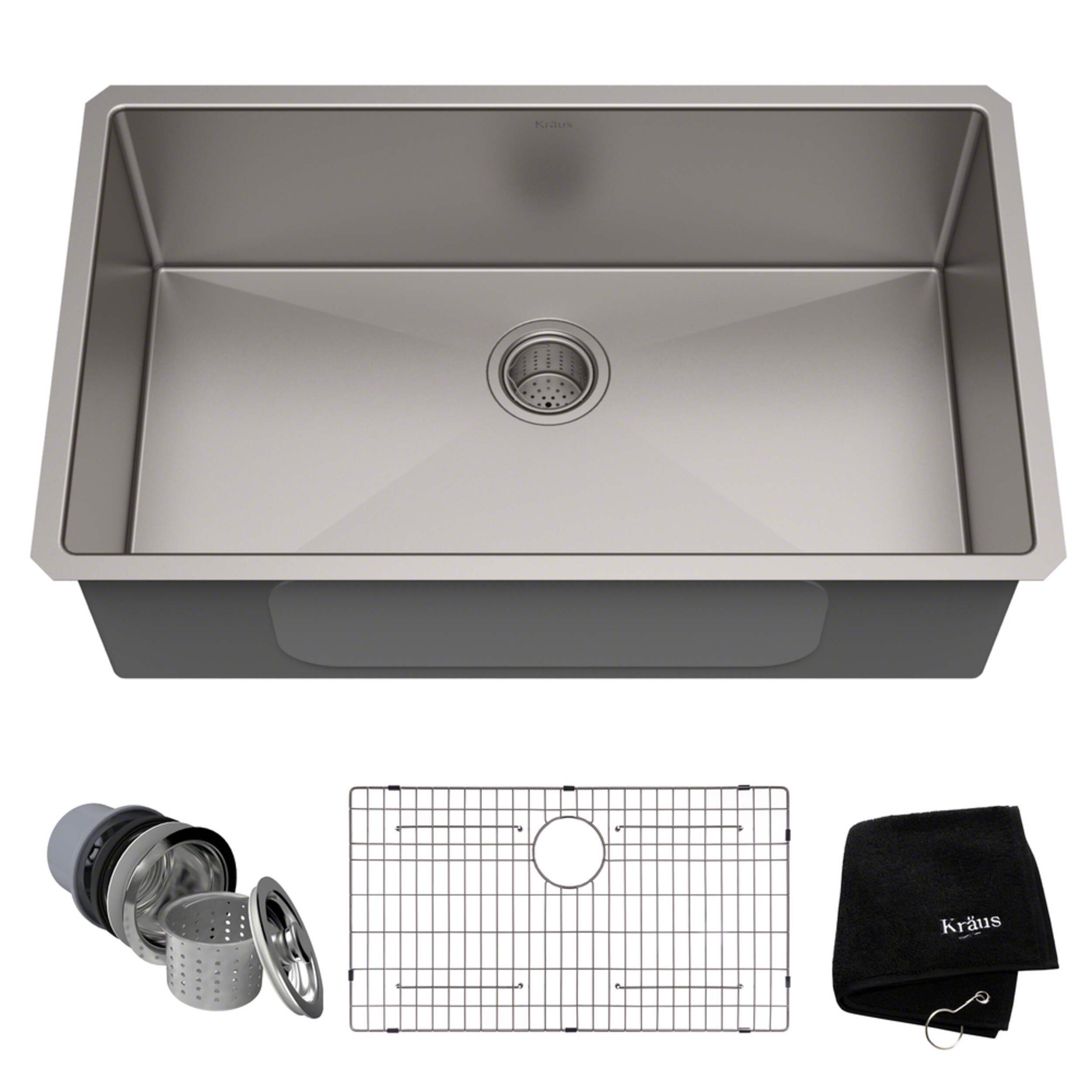 Évier de cuisine simple sous comptoir Kraus Standard PRO, 32 x 19 x 10 po, acier inoxydable Composite_or_Mixed