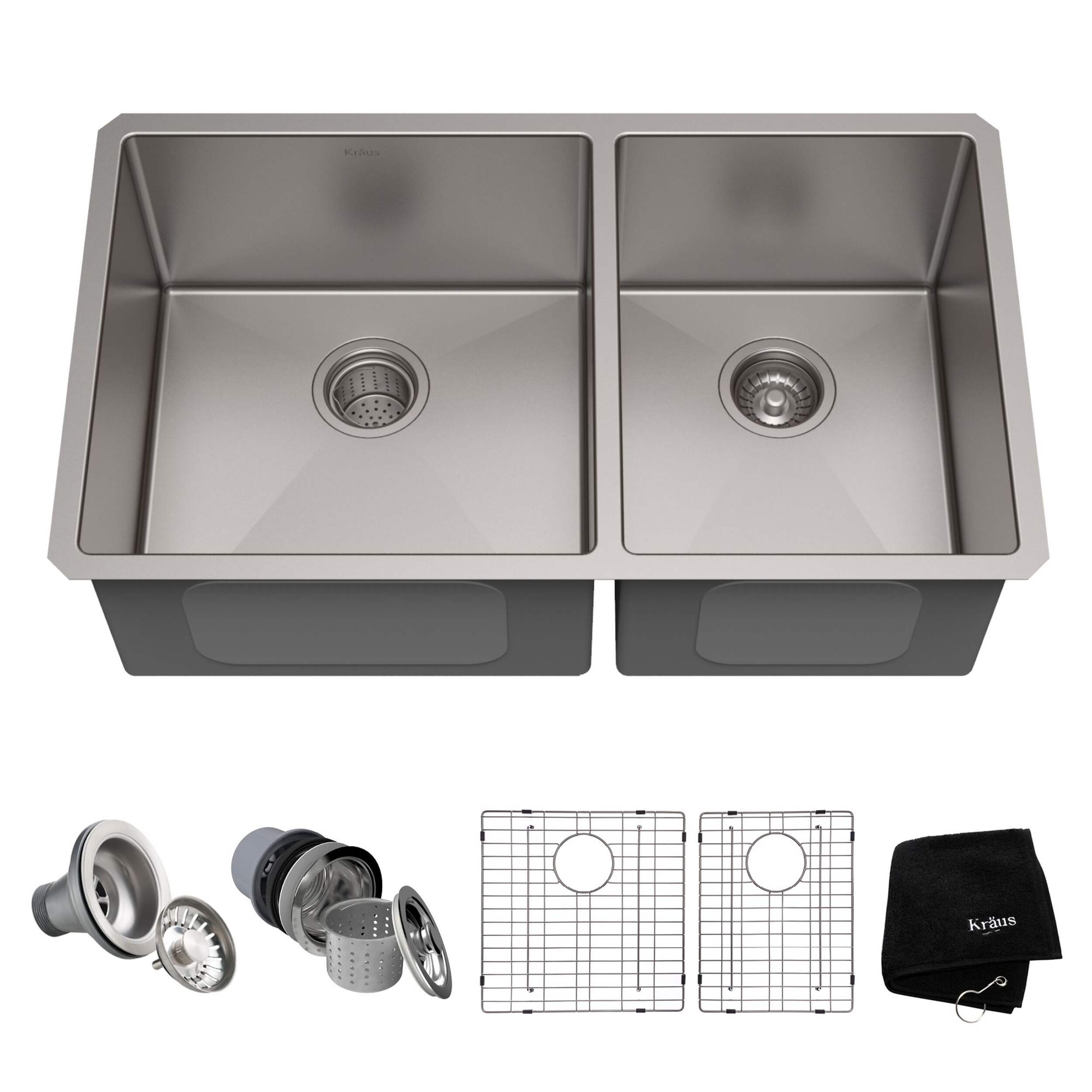 Kraus Standard PRO™ Undermount Stainless Steel Double Bowl 60/40 Kitchen Sink, 33x19x10-in Composite_or_Mixed