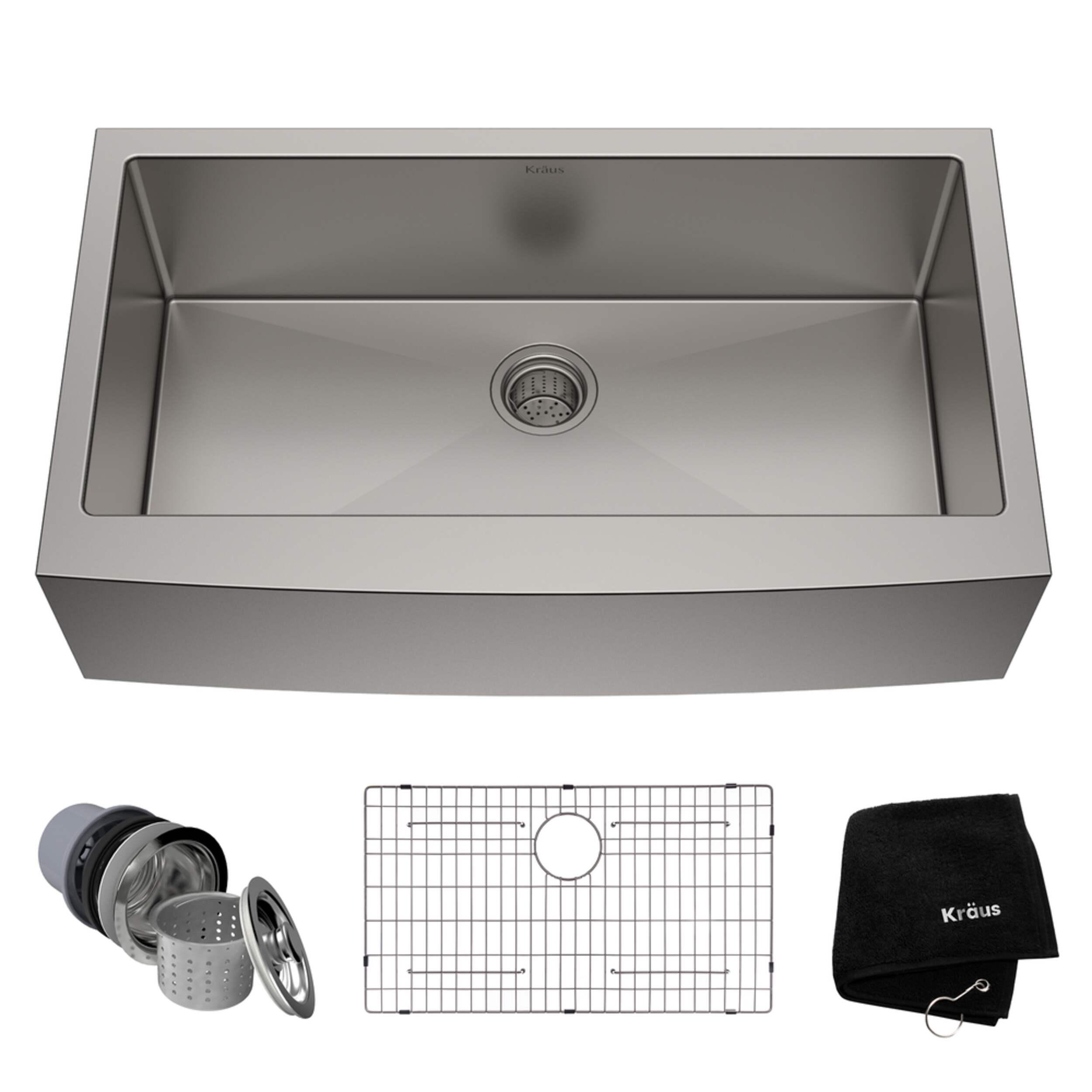 Kraus Standard PRO™ Apron Front Farmhouse Stainless Steel Single Bowl Kitchen Sink, 36x21x10-in Composite_or_Mixed