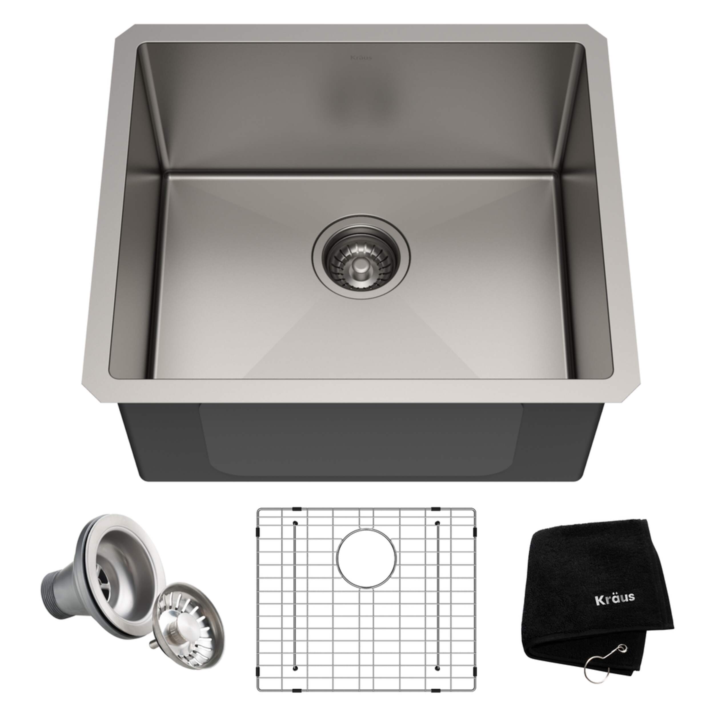 Évier de cuisine simple sous comptoir Kraus Standard PRO, 21 x 18 x 10 po, acier inoxydable Composite_or_Mixed