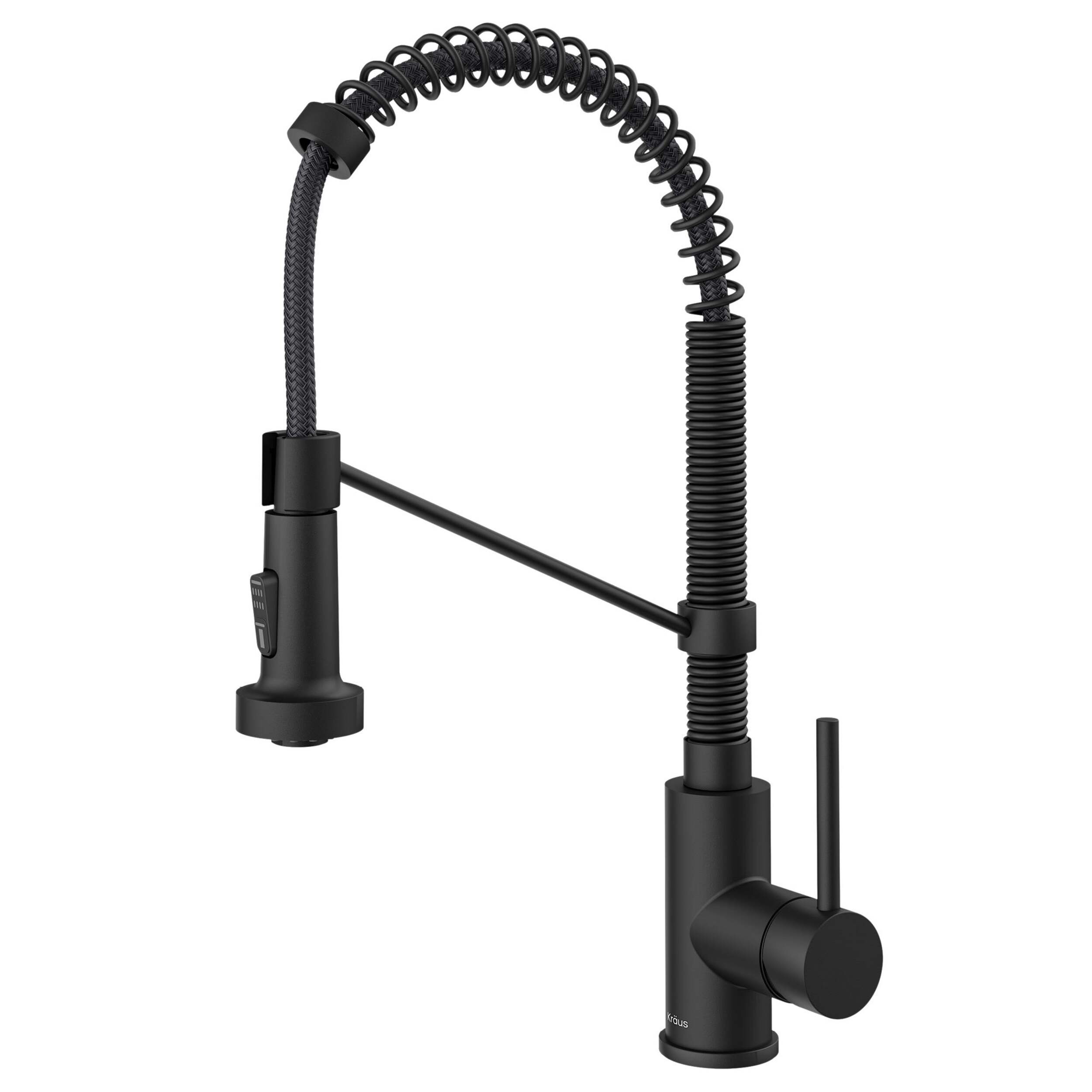 Kraus Bolden™ Single Handle High Arc Pull Down Kitchen Faucet, Matte Black Front_Three_Fourths_Angled_Left