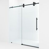 VIGO Elan Frameless Adjustable Sliding Shower Door with Clear Glass, Matte Black, 60x74-in Front_Angled_Left