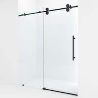 VIGO Elan Frameless Adjustable Sliding Shower Door with Clear Glass, Matte Black, 60x74-in Front_Angled_Left