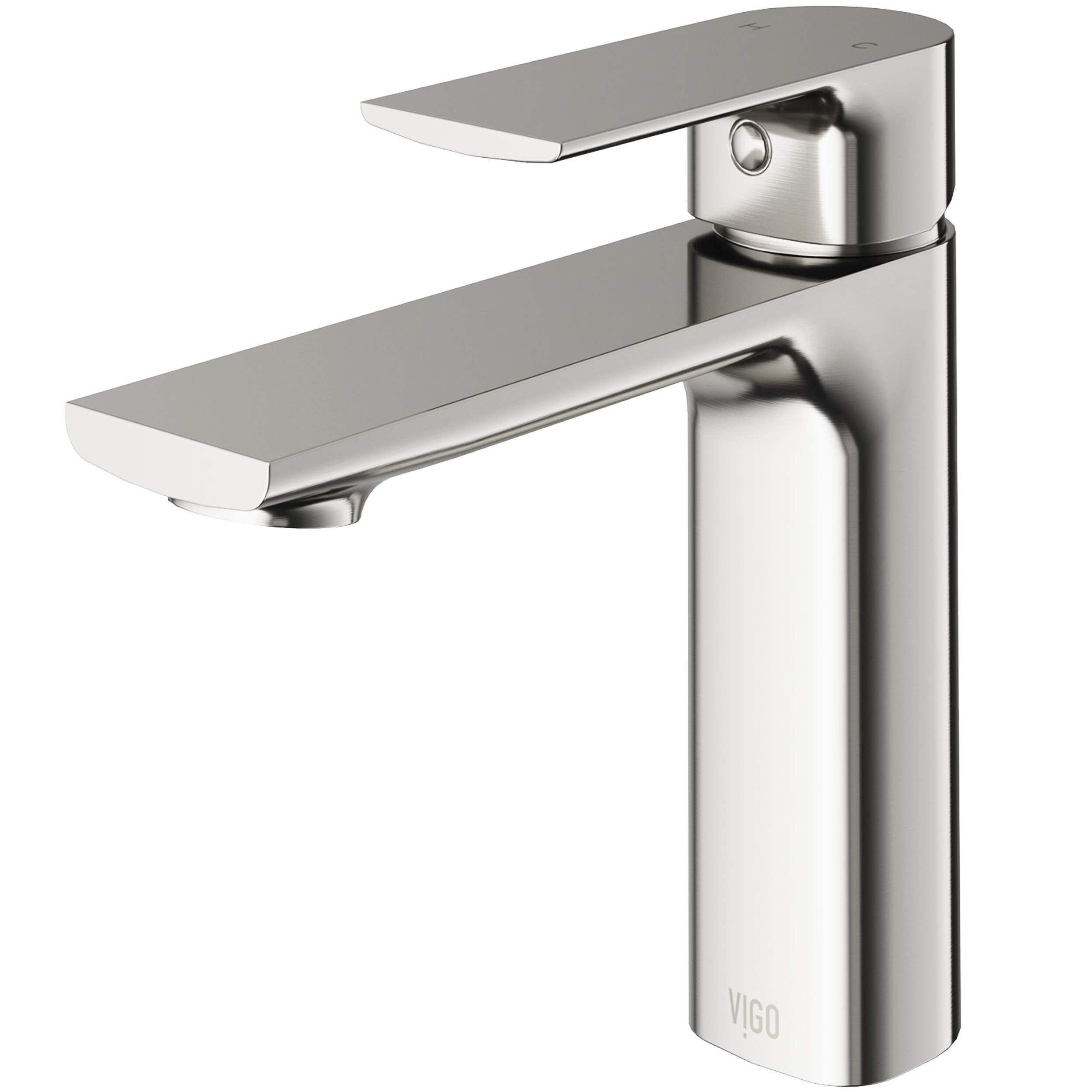 VIGO Davidson Single Handle Single Hole Bathroom Sink Faucet, WaterSense® Certified, Brushed Nickel Front_Three_Fourths_Angled_Left