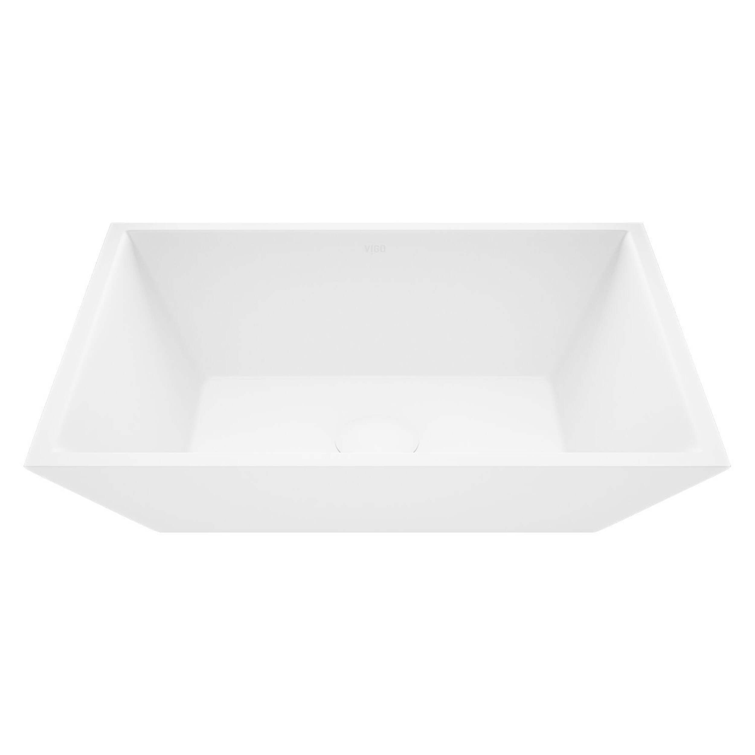 Lavabo de salle de bains VIGO Vinca Matte Stone avec cuve profonde, blanc Front_Elevated