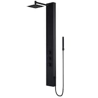 VIGO Kingsley 2-Spray Jet Dual Control High Pressure Massage Shower Panel System with Fixed Rain & Handheld Shower Head, Matte Black Front_Three_Fourths_Angled_Left