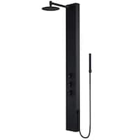 VIGO Ellington 4-Spray Jet Dual Control High Pressure Massage Shower Panel System with Fixed Rain & Handheld Shower Head, Matte Black Front_Three_Fourths_Angled_Left