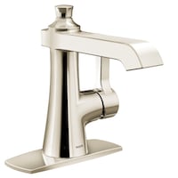 Moen® Flara Single Handle Single Hole Bathroom Sink Faucet, Polished Nickel Front_Three_Fourths_Angled_Right