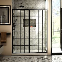 Porte de douche DreamLine Unidoor Toulon, noir, 58-58,5 po Front_Flat