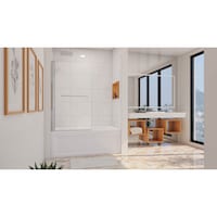 DreamLine Aqua Swing Frameless Swing Tub Door, 34-in, Chrome Front_Angled_Left