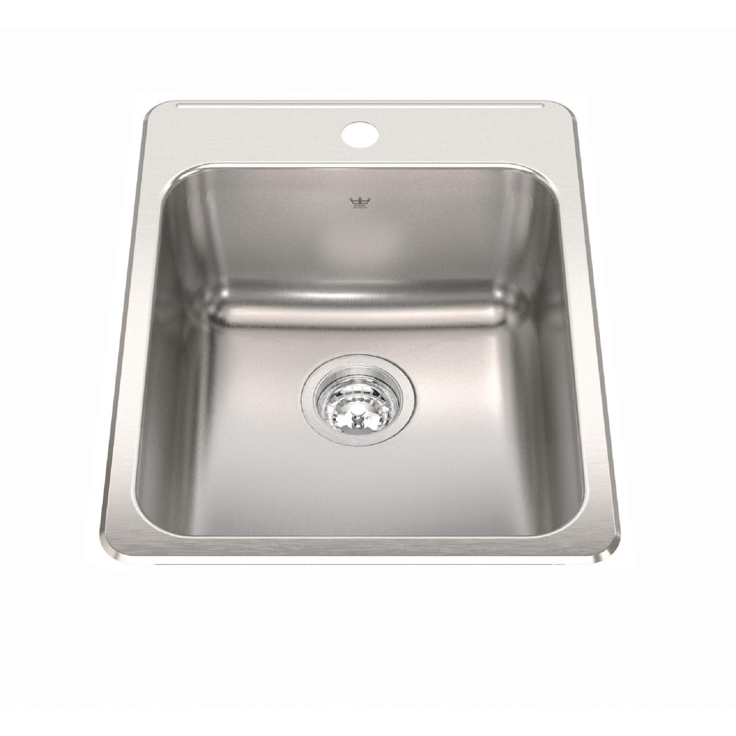Steel Queen Drop-In Single 1-Hole Stainless Steel Sink, 17.25x22-in Overhead_Plunge