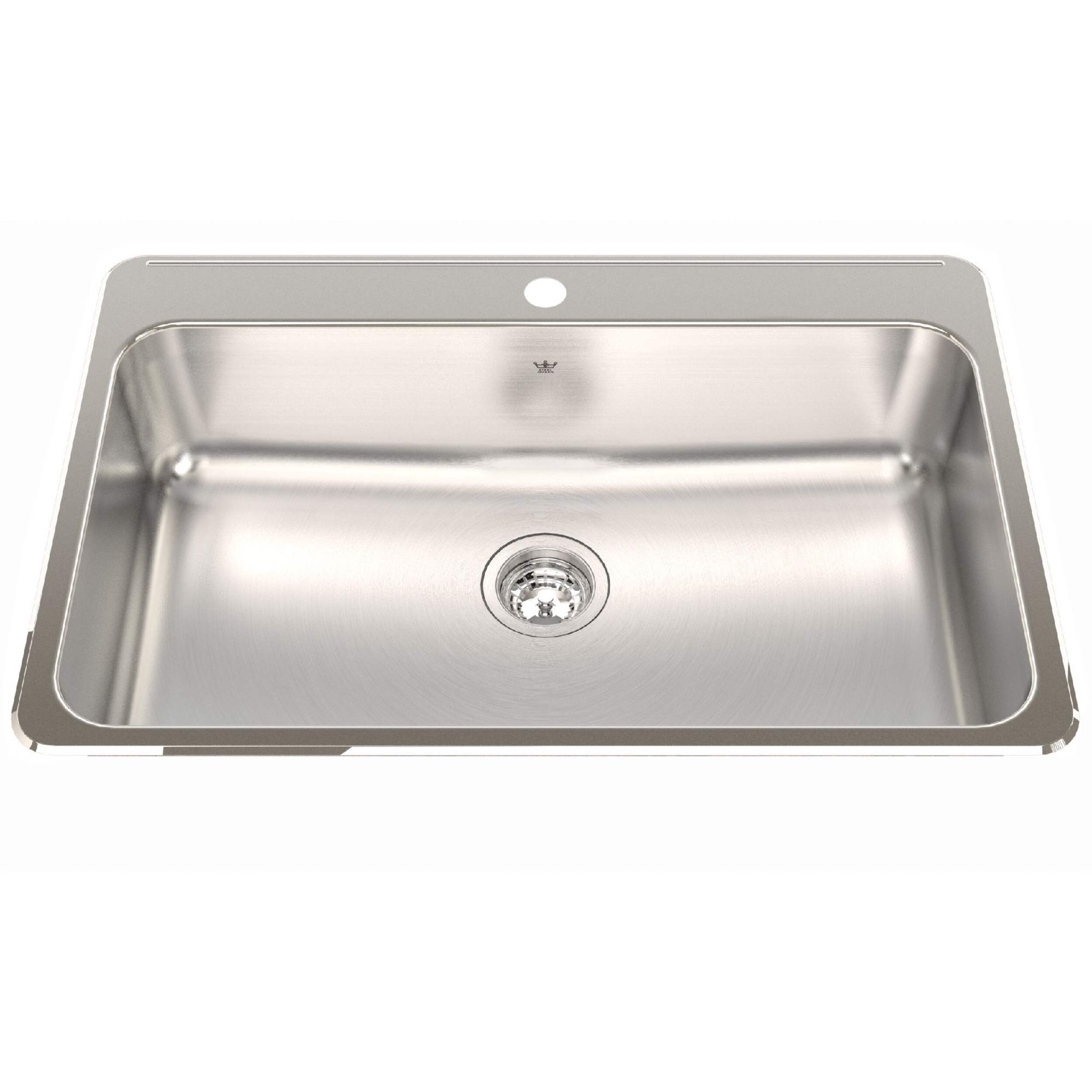 Steel Queen Drop-In 1-Hole Stainless Steel Sink, 31.25x20.5-in Overhead_Plunge