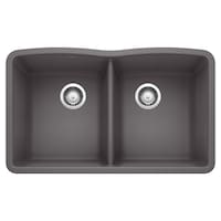 Évier de cuisine Blanco, cuve double 50/50, montage sous plan, cendre, 32 po Overhead_Flat