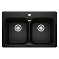 Blanco Double Bowl Dual Mount Kitchen Sink, 31.5-in