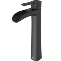 VIGO Niko Single Handle Vessel Sink Bathroom Faucet with Pop-Up Drain, Matte Black Front_Angled_Left