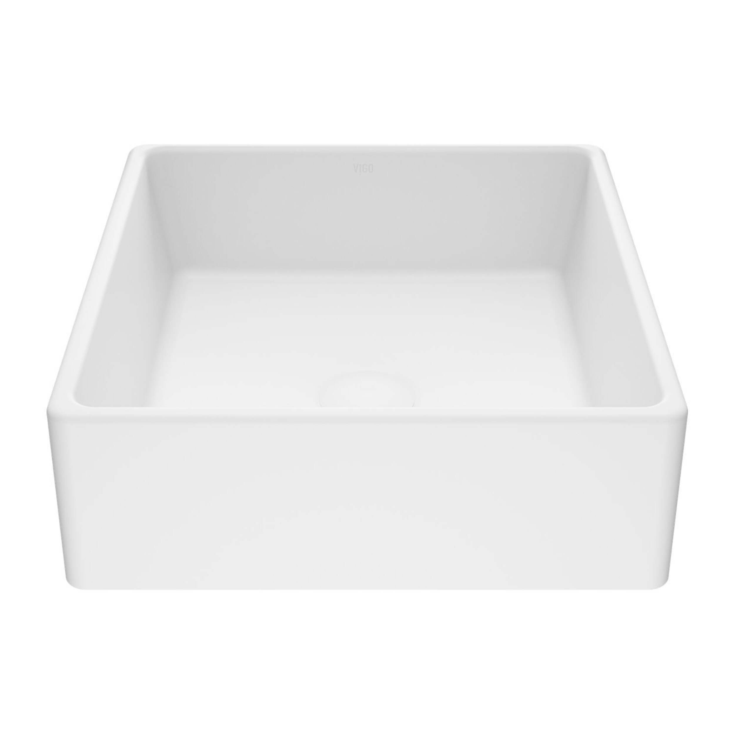 VIGO Dianthus Matte Stone™ Square Vessel Bathroom Sink, Above-Counter Installation, White Front_Elevated