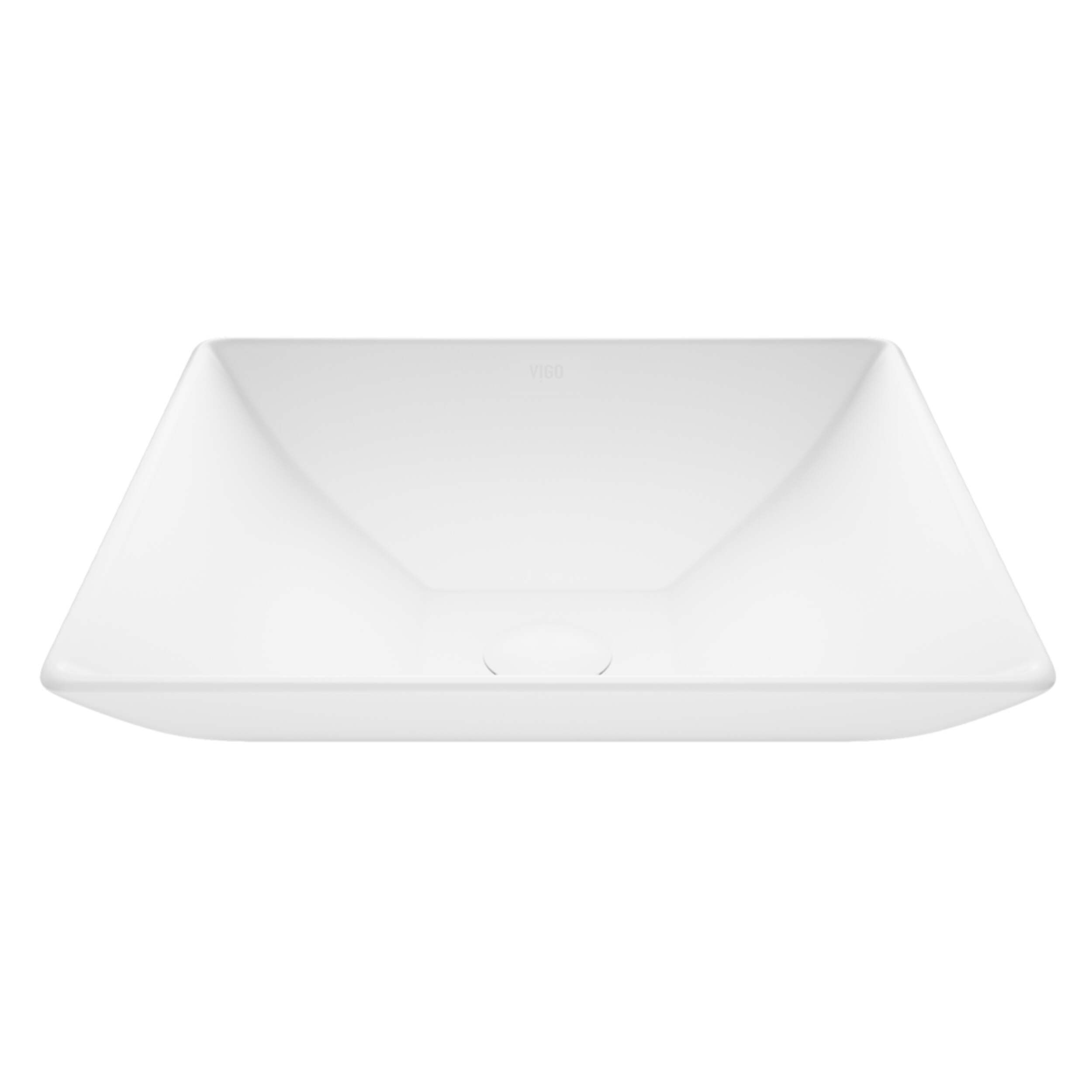 Lavabo de salle de bains rond VIGO Hibiscus Matte Stone, installation au-dessus du comptoir, blanc Front_Elevated