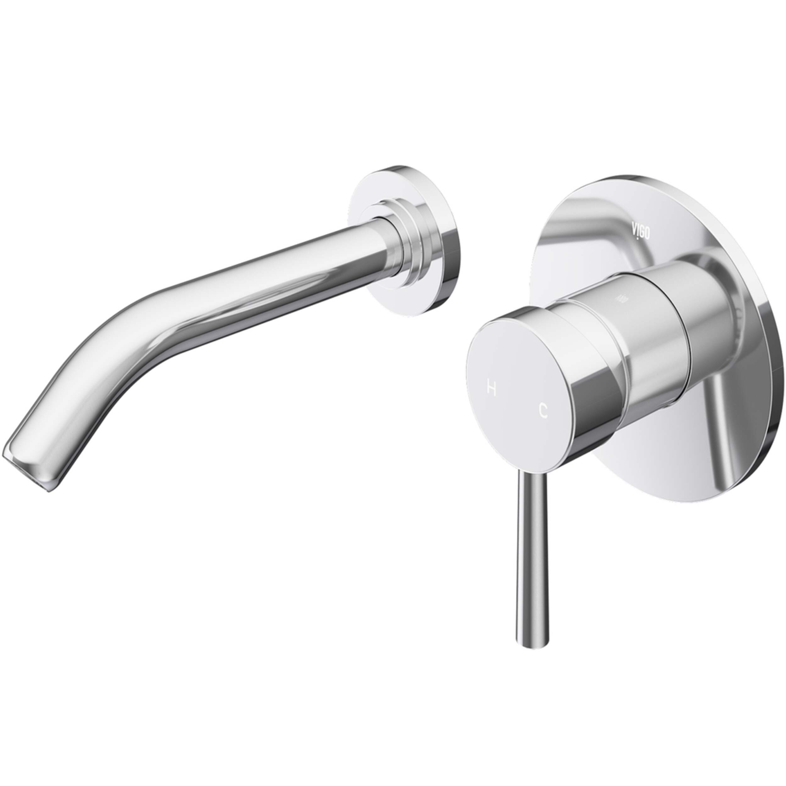 VIGO Olus Wall Mount Single Lever Bathroom Sink Faucet, WaterSense™ Certified, Chrome Front_Three_Fourths_Angled_Left