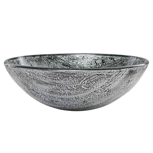 VIGO Round Glass Vessel Bathroom Sink/Basin with Deep Bowl, Titanium ...