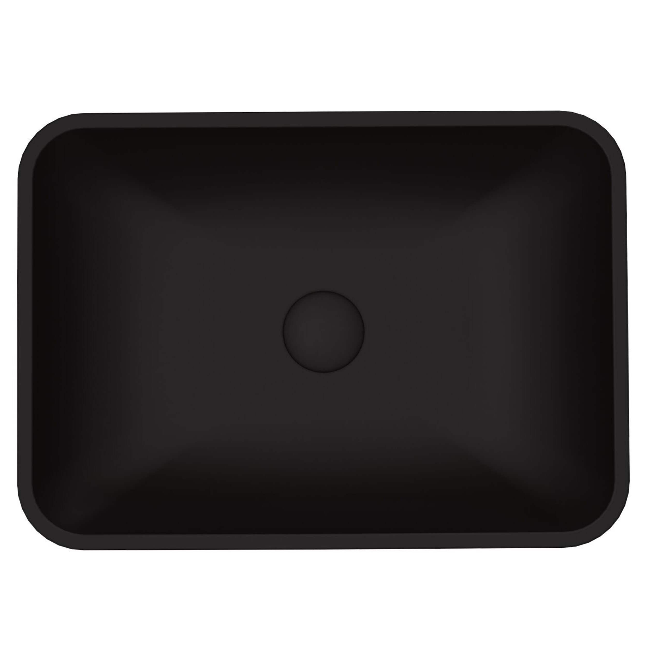 Lavabo de salle de bains rectangulaire VIGO Sottile MatteShell, avec cuvette profonde, noir Overhead_Flat
