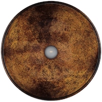 VIGO Round Glass Vessel Bathroom Sink/Basin with Deep Bowl, Russet