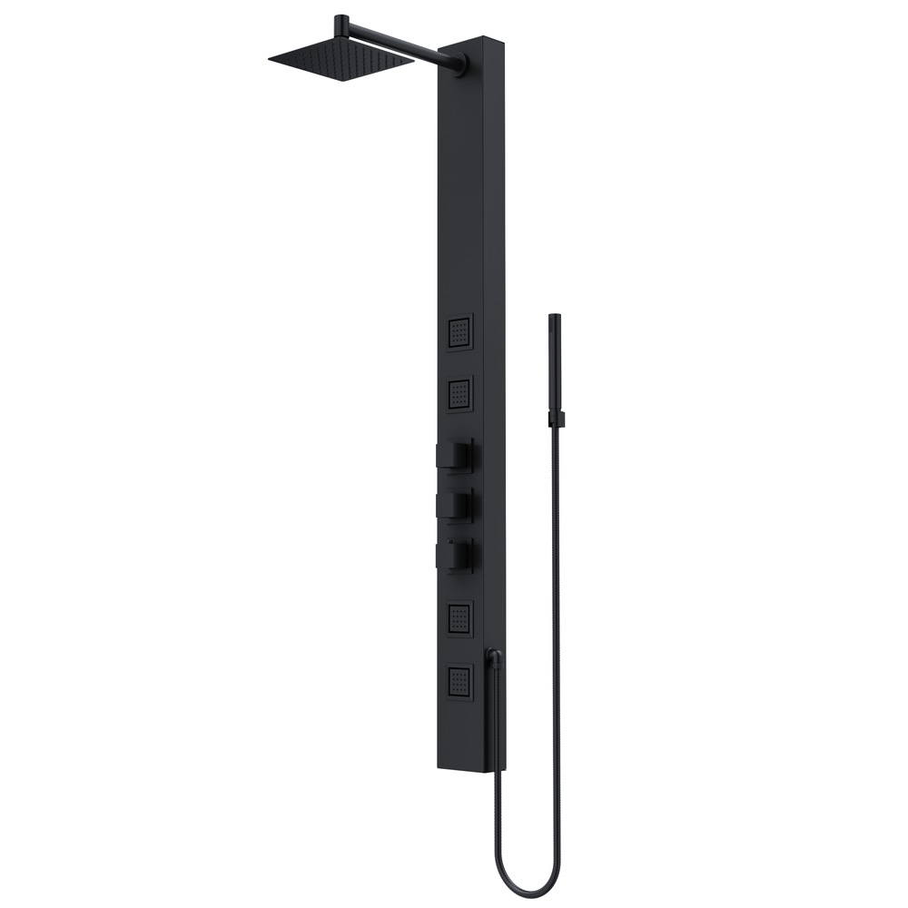 VIGO Sutton 4Jet Square Shower Massage Panel with Rain Shower Head & Hand Shower, 5in Width