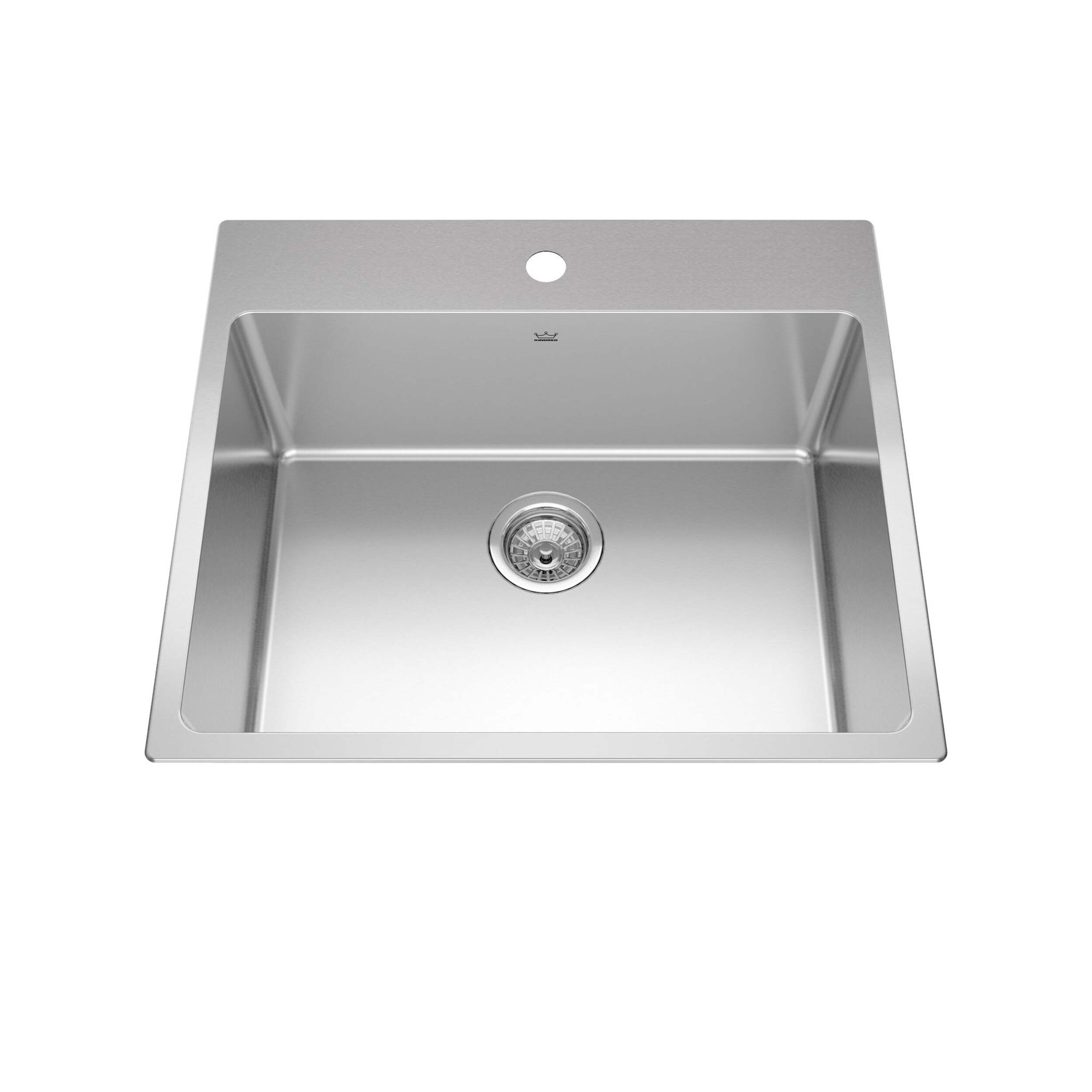 Kindred Brookmore Drop In Single Bowl 1-Hole Kitchen Sink, 25-in x 22-in x 9-in, Stainless Steel Overhead_Plunge
