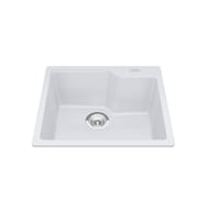 Évier de cuisine simple à monture supérieure en granite Kindred Urban, 22,06 x 19,69 x 9,06 po, blanc polaire Overhead_Plunge