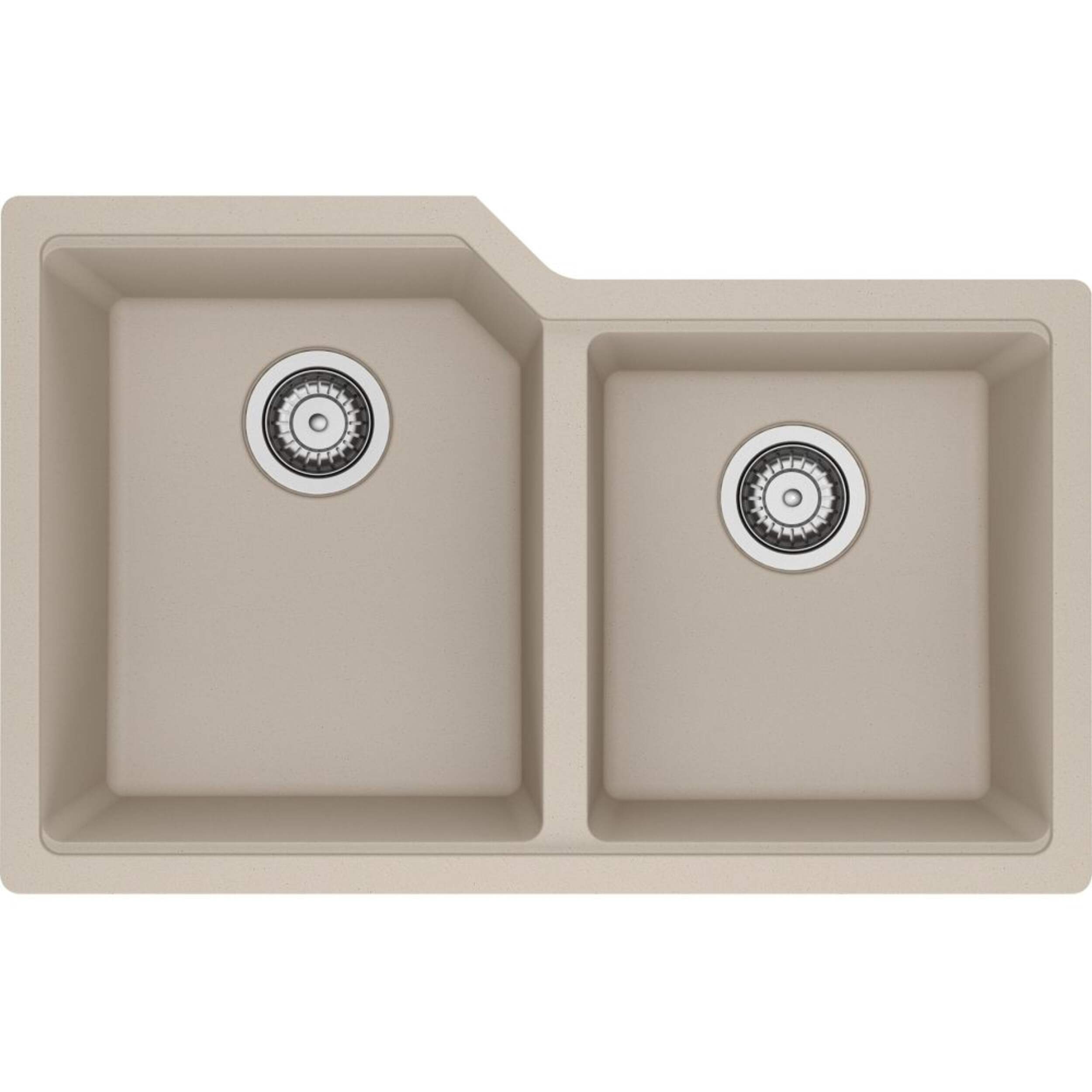 Kindred Urban Undermount Granite Double Bowl Kitchen Sink, 30.69-in x 19.69-in x 8.63-in, Champagne Overhead_Flat