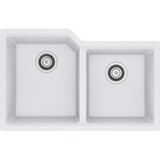 Évier de cuisine double à installation sous comptoir en granite Kindred Urban, 30,69 x 19,69 x 8,63 po, blanc polaire Overhead_Flat
