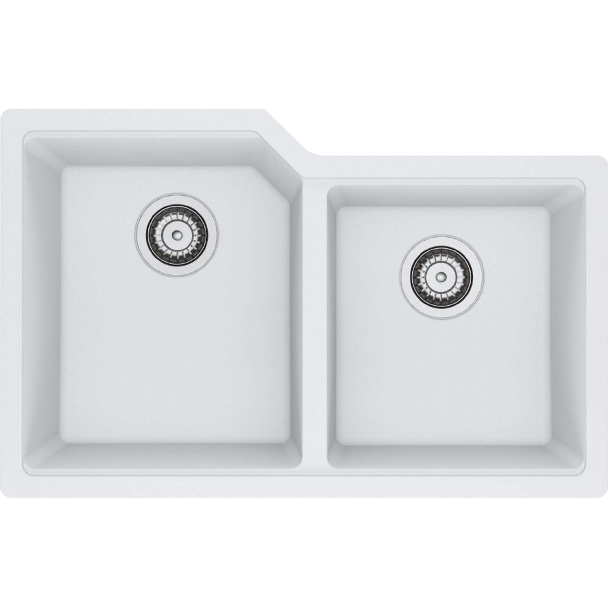 Évier de cuisine double à installation sous comptoir en granite Kindred Urban, 30,69 x 19,69 x 8,63 po, blanc polaire Overhead_Flat