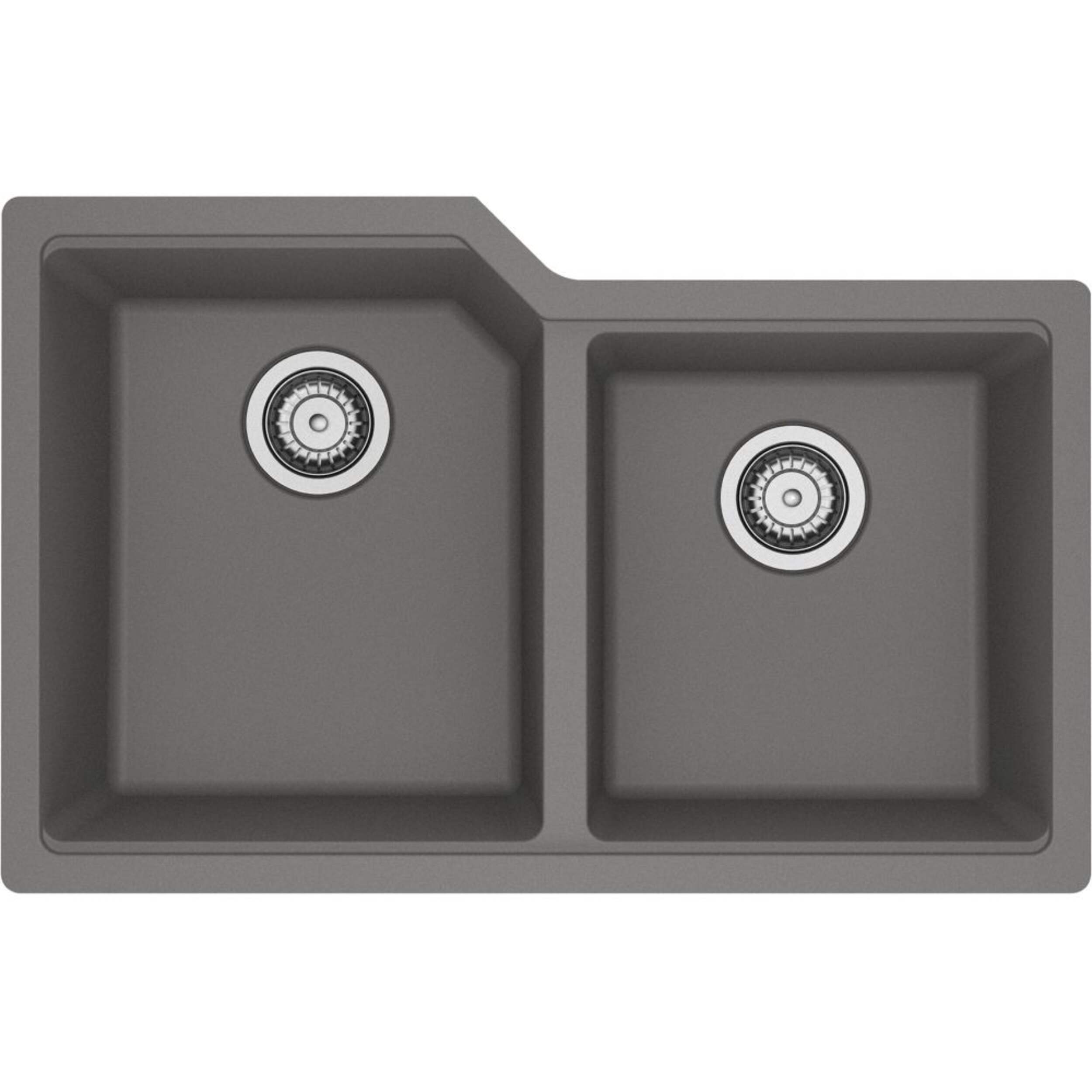Kindred Urban Undermount Granite Double Bowl Kitchen Sink, 30.69-in x 19.69-in x 8.63-in, Stone Grey Overhead_Flat