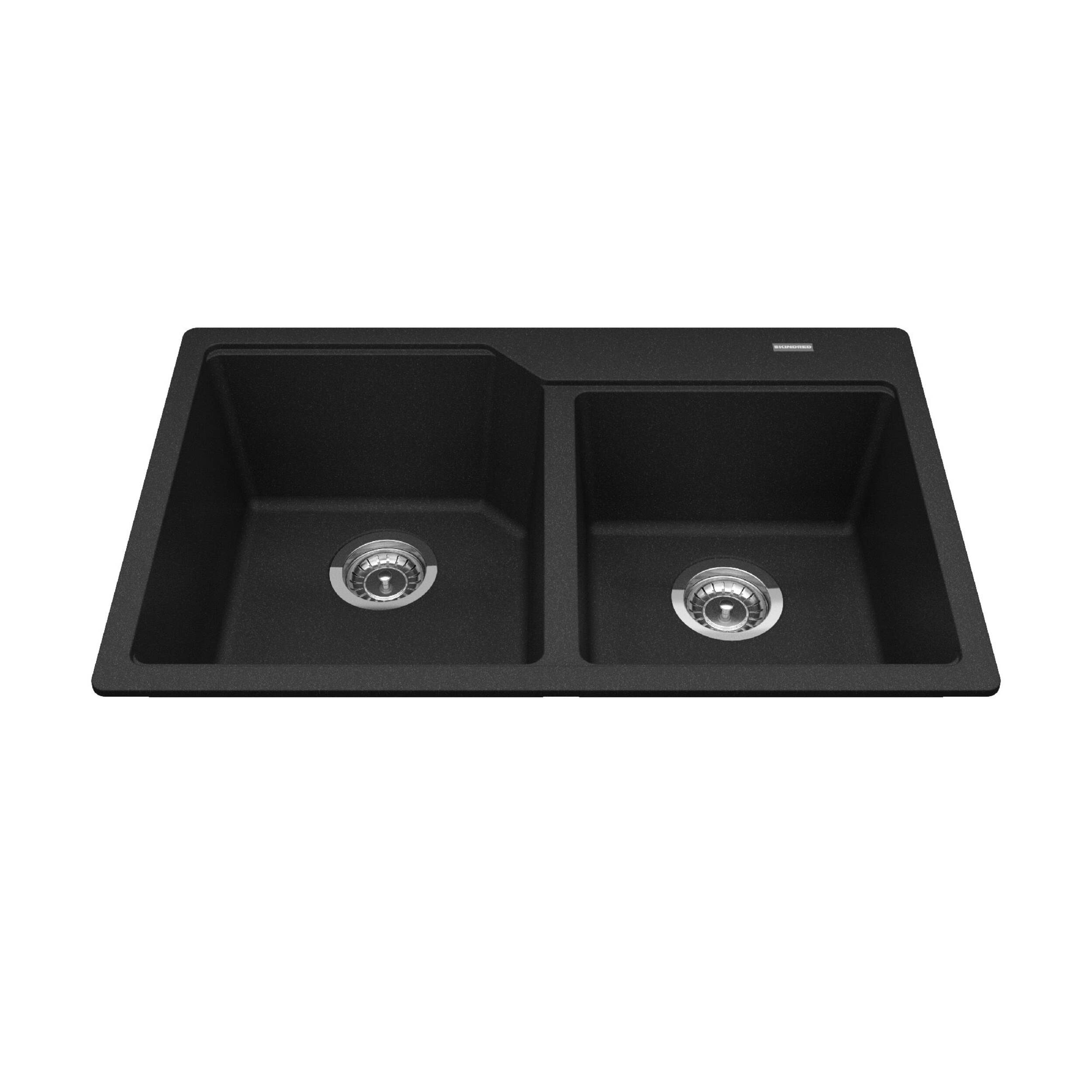 Évier de cuisine double à monture supérieure en granite Kindred Urban, 30,69 x 19,69 x 8,63 po, onyx Overhead_Plunge