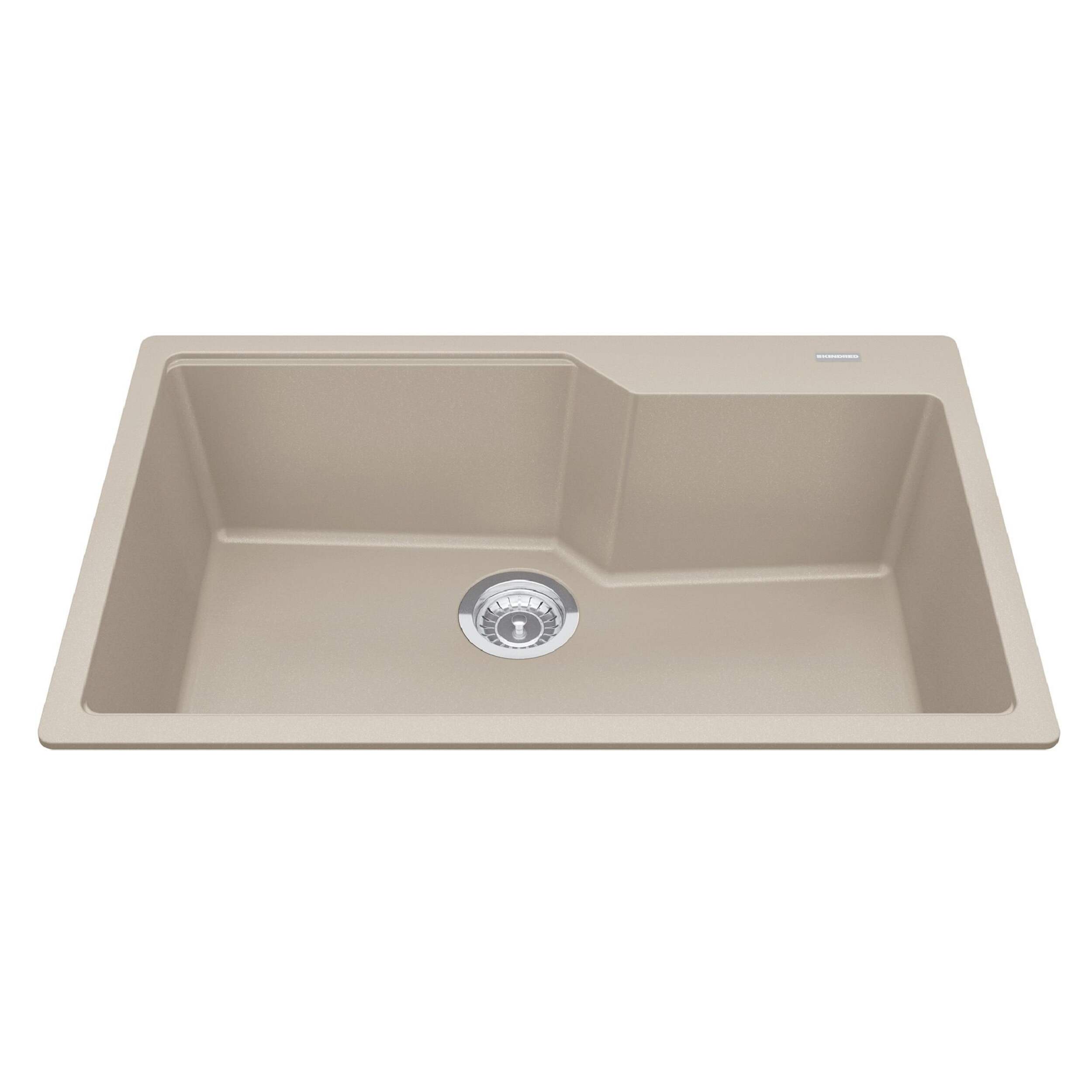 Kindred Urban Drop In Granite Single Bowl Kitchen Sink, 30.7-in x 19.69-in x 9.06-in., Champagne Overhead_Plunge